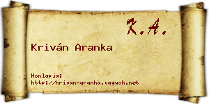 Kriván Aranka névjegykártya