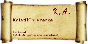 Kriván Aranka névjegykártya